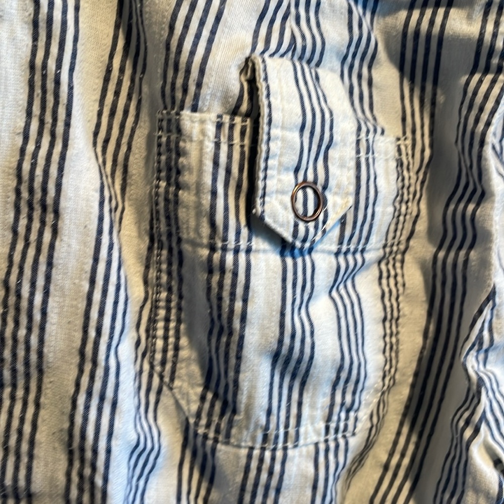 LONDONJEAN - Women's Wide Leg White & Blue Striped Pants - Sz2 - Picture 5 of 13